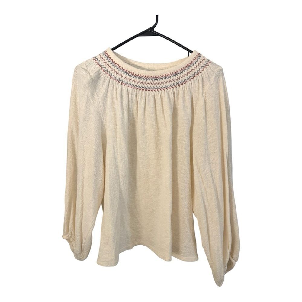 Madewell Superlight Jaquard Embroidered Smocked Top Bright Ivory Medium